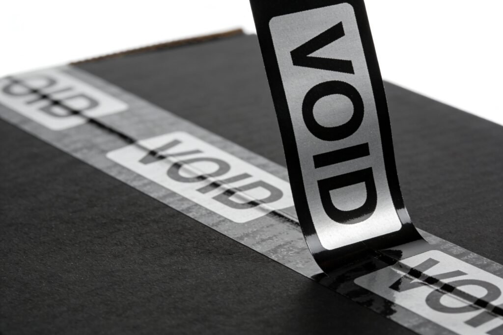 Tamper Evident Security Labels for industrial logistics and brand protection.