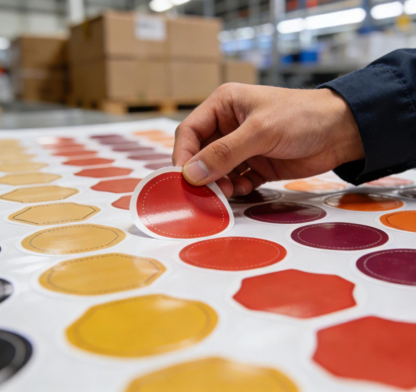 High-precision custom die-cut vs kiss-cut stickers produced by Industrial Label Manufacturer.