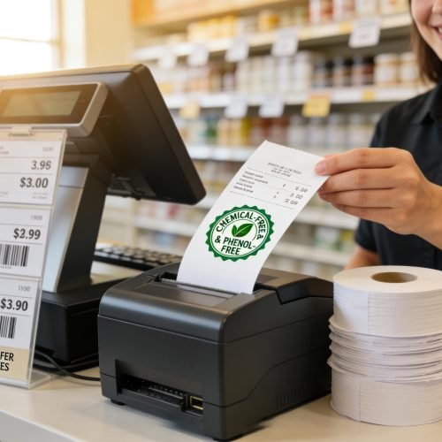 BPA-free thermal labels for retail and supermarket checkout